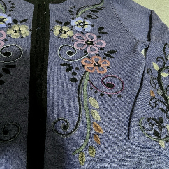 Womens Cardigan SZ XL Reversible Open Sweater Cottagecore Peru Alpaca Blend VTG - Picture 4 of 13